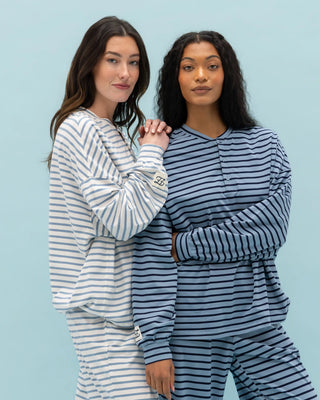 Long Sleeve Striped Henley
