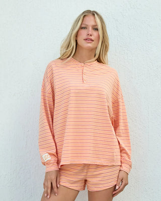 Long Sleeve Striped Henley
