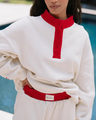 Long Sleeve Waffle Henley Mockneck
