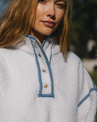 Denim Trim Fleece Pullover
